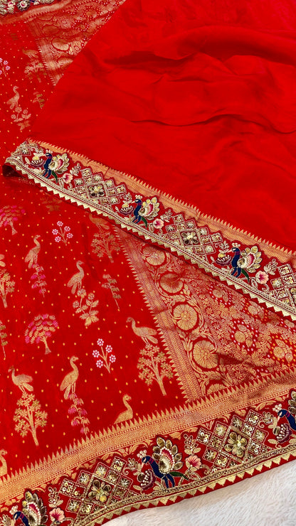 Laal Pari - The Handloom Atelier Handwork Saree (Mayur Vatika)