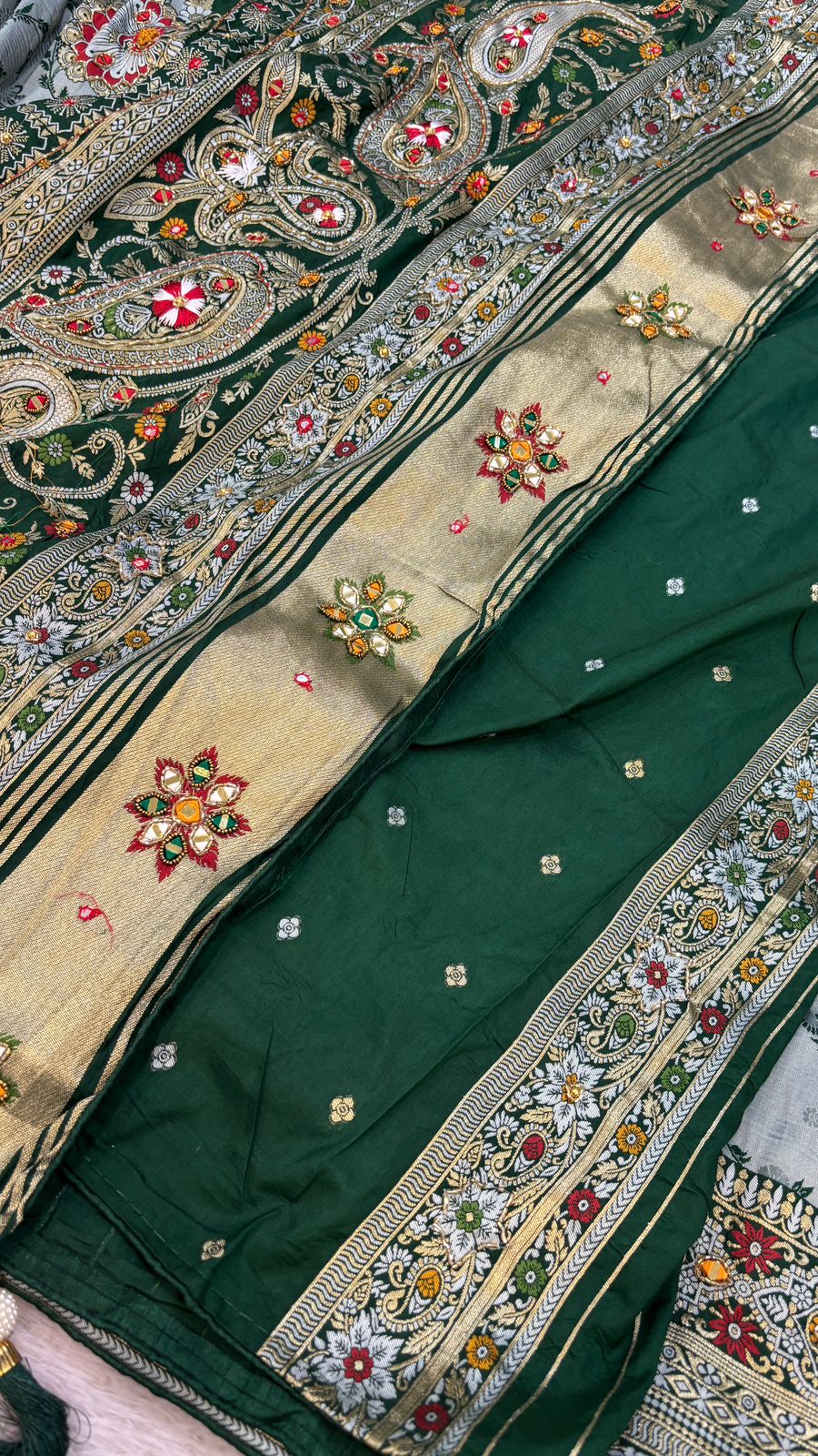 Antique Work, Marriage Season Saree (Green)