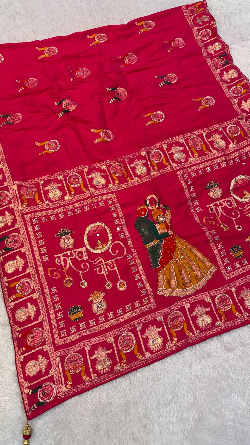 Real Handwork Karva Chauth Saree - Pink