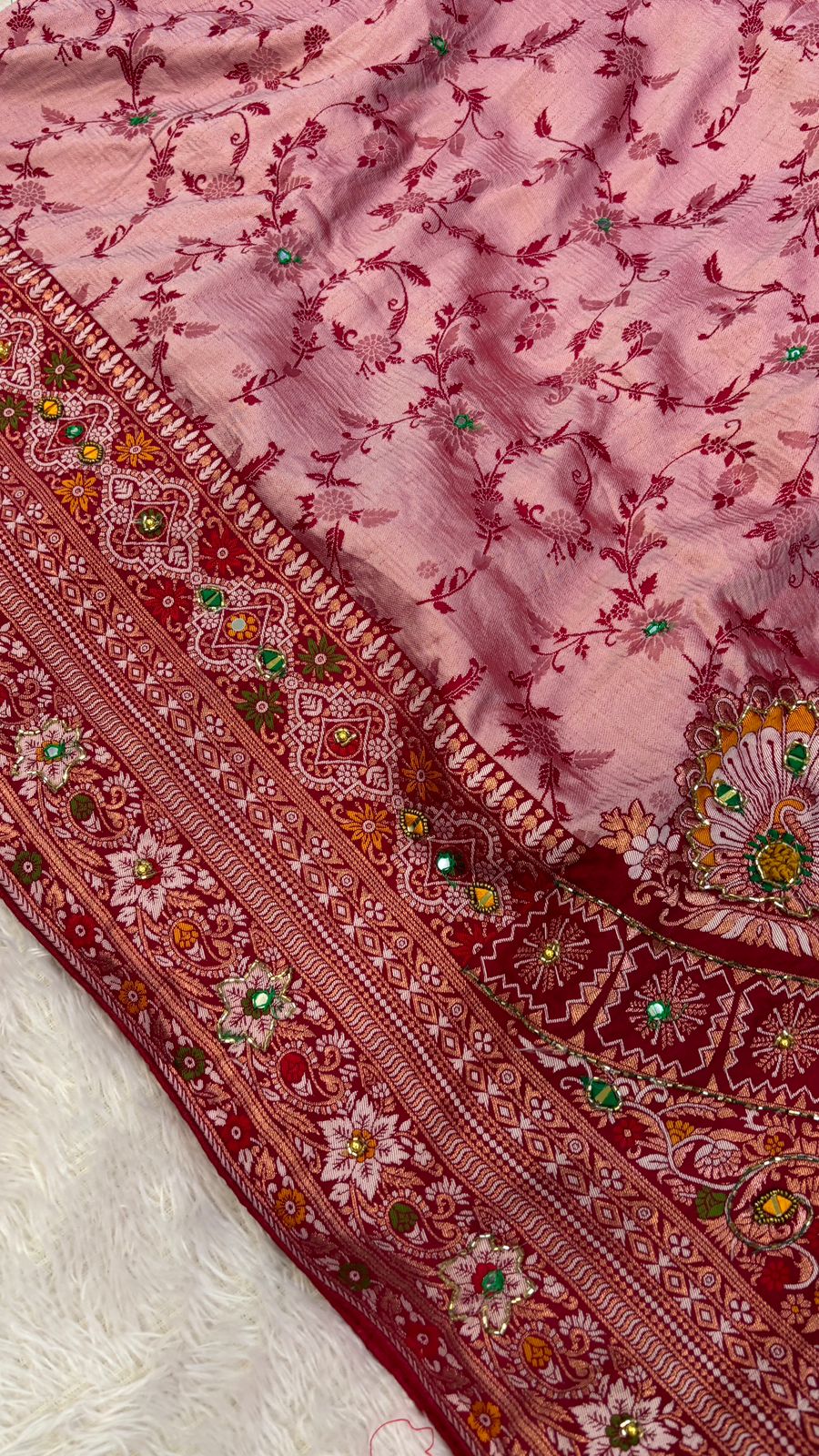 Antique Work, Marriage Season Saree (Cherry)