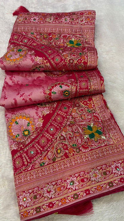 Antique Work, Marriage Season Saree (Rani)