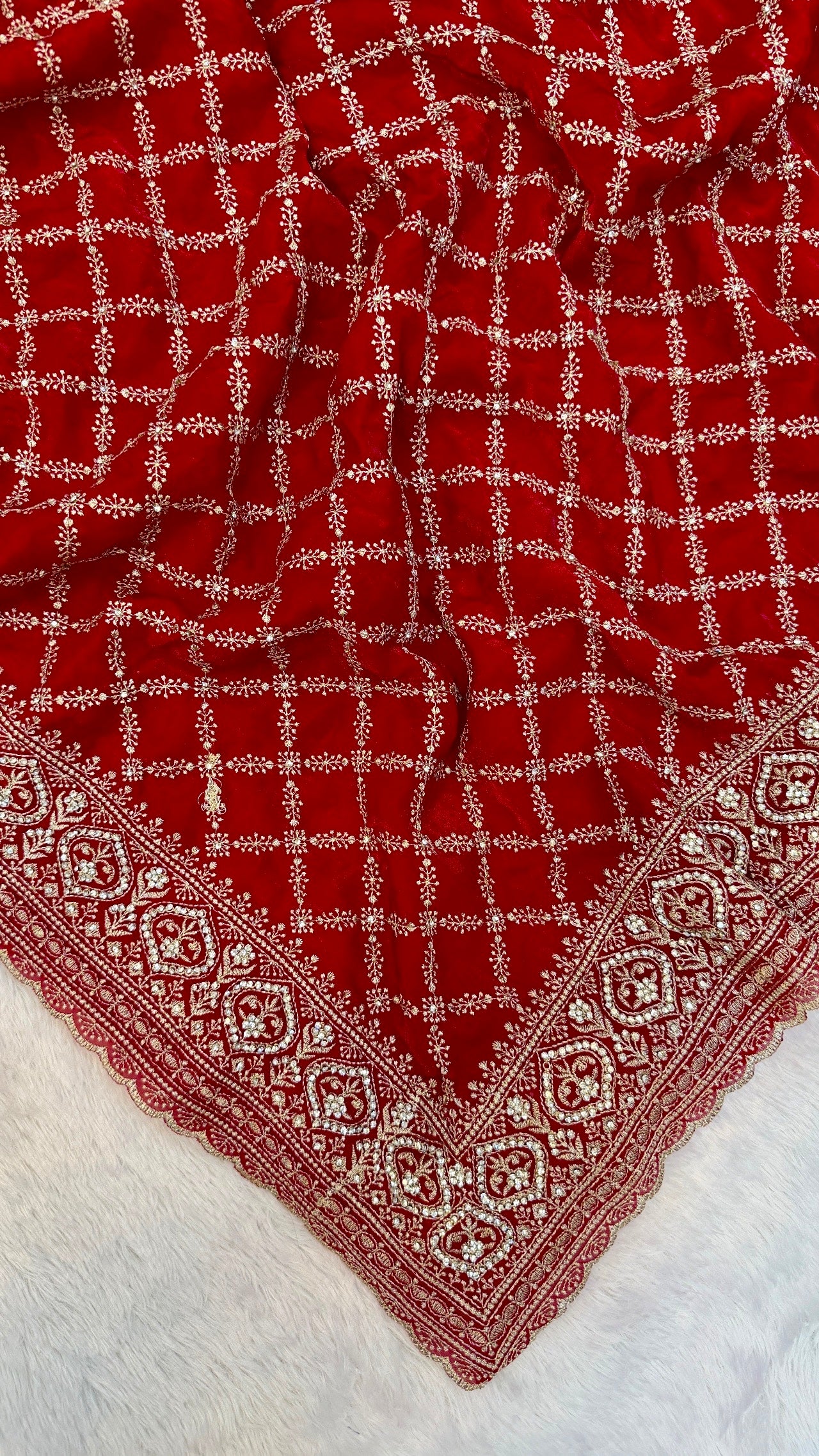 Celebrity-Inspired Tissue Saree (Red Ruby)