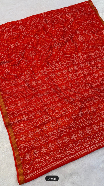 Art Silk Shikari Bandhani Saree