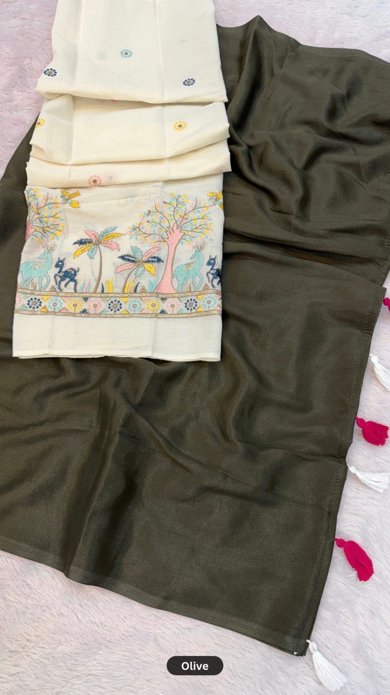 Khadi Aura Designer Chiffon Saree Set