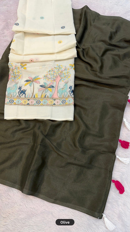 Khadi Aura Designer Chiffon Saree Set