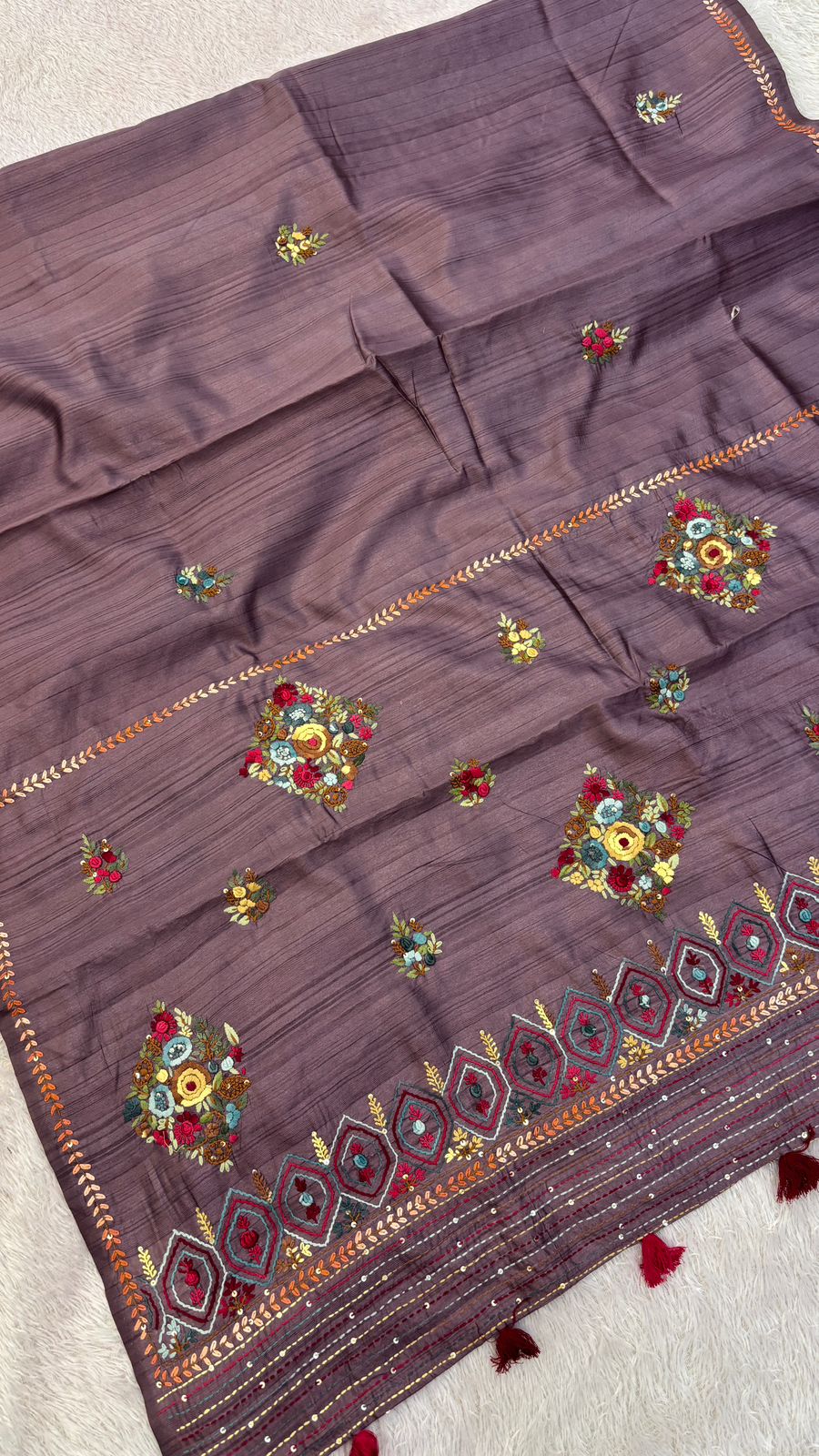 Hand Boutique French Knot Unn Work Saree (Vol.3)