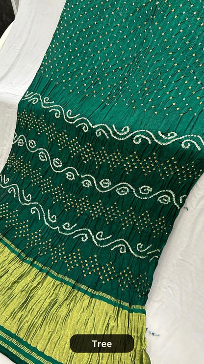 Pure Gaji Hand Bandhej Saree (Model Silk)