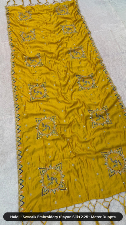 Swastik Embroidery Work Duppta