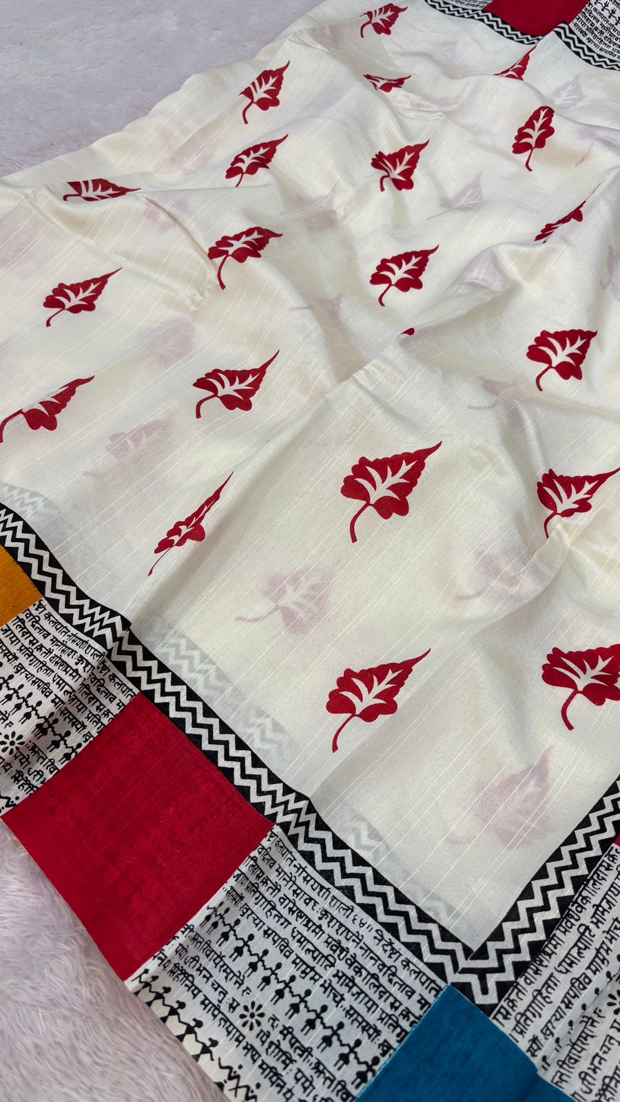 Divine White Tusser Silk Saree