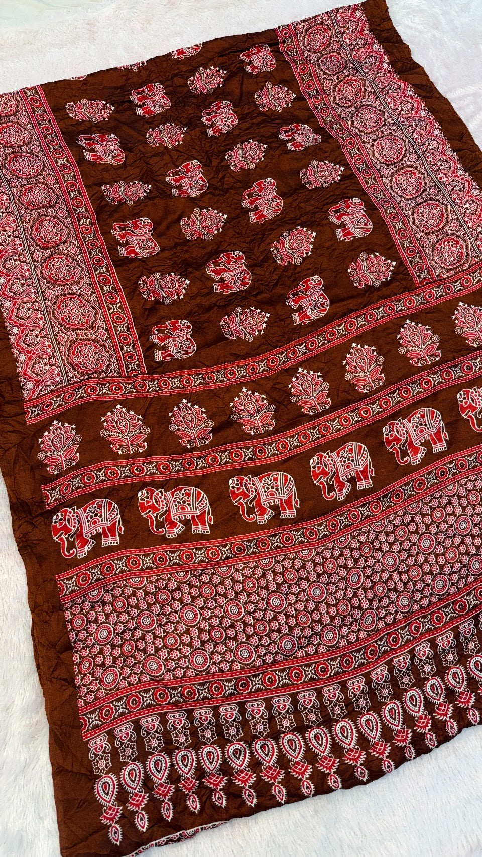 Airawar Ajrakh Crush Saree