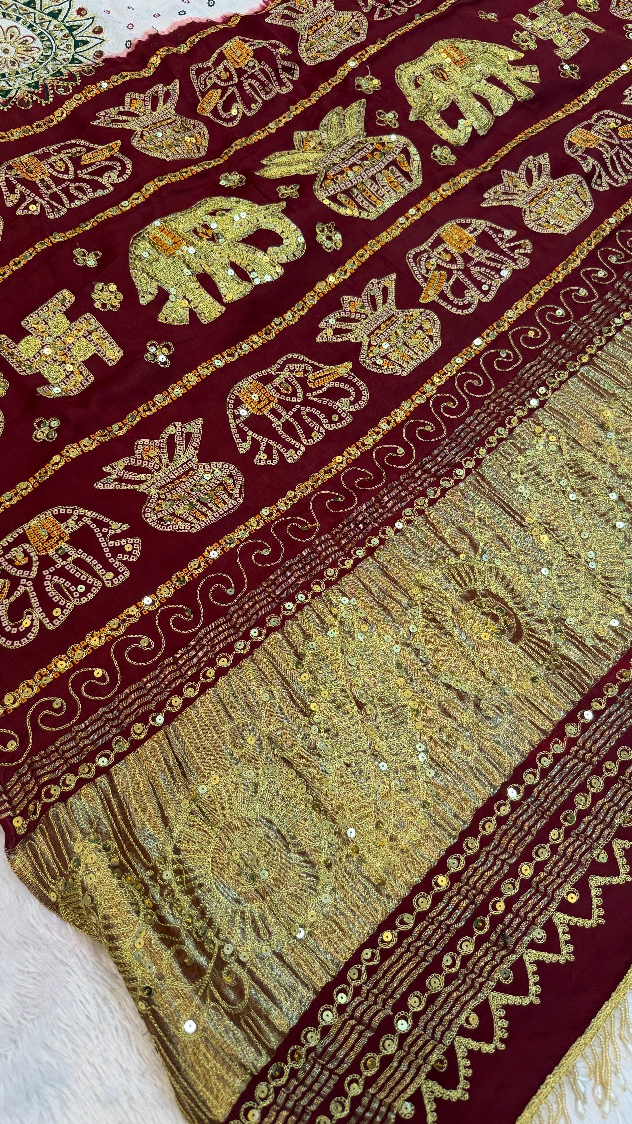 SvarṇaVastra :- Untouched and Sacred Saree with Sequence Work (Royal Hathi)