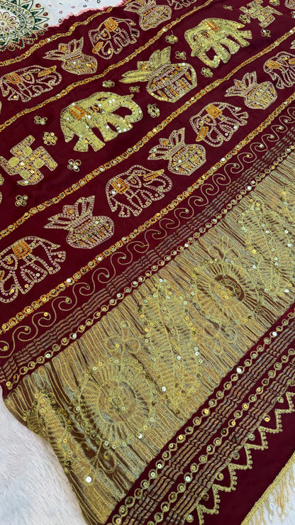 SvarṇaVastra :- Untouched and Sacred Saree with Sequence Work (Royal Hathi)