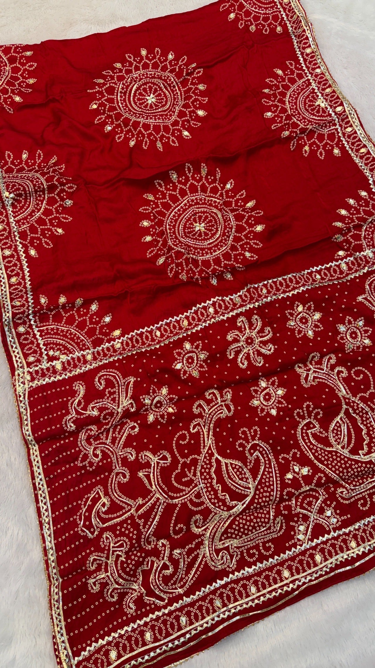 Royal Gottapatti Silk Bandhej Saree (RED-VS)
