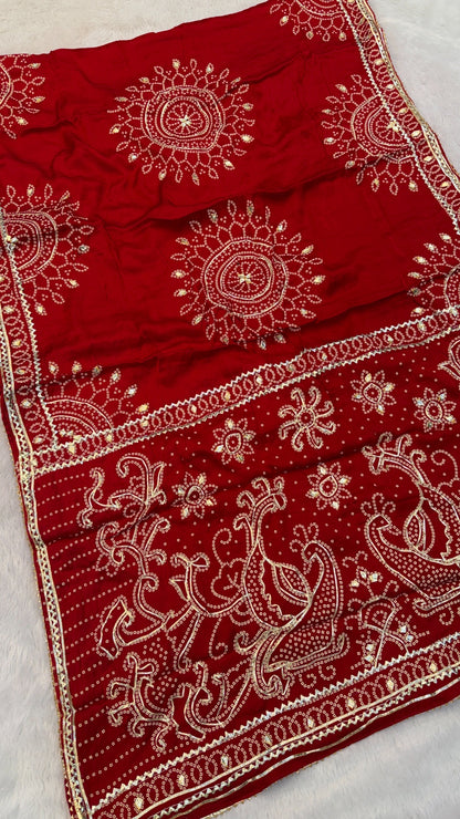 Royal Gottapatti Silk Bandhej Saree (RED-VS)