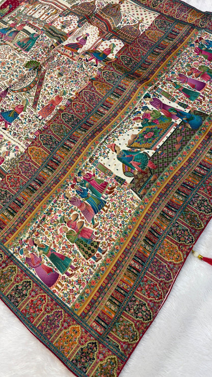 Pure Hand Weaving Kalamkari Saree (Delhi Darbar)