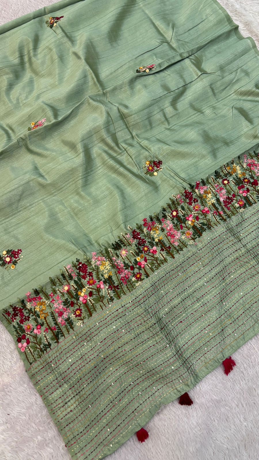 Hand Boutique French Knot Unn Work Saree (Vol.12)