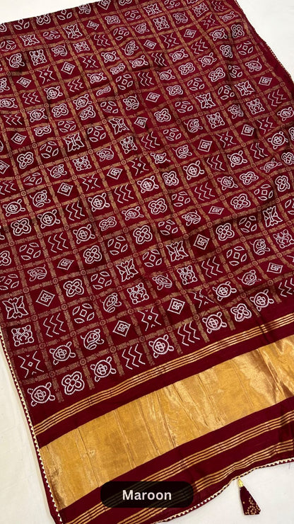 Naxi Chex Gharchola Bandhej Sarees