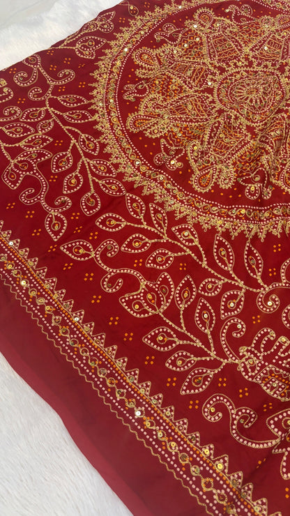SvarṇaVastra :- Untouched and Sacred Saree with Sequence Work (Sudarshana Chakra)