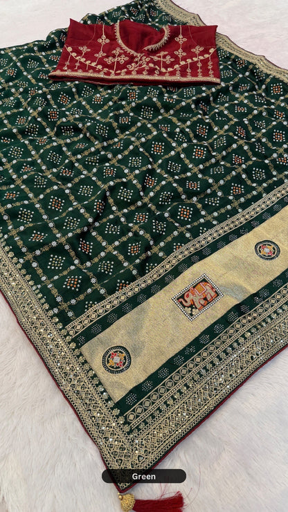 Wedding Special Rajwadi Gharchola Saree (Heavy Blouse) 2