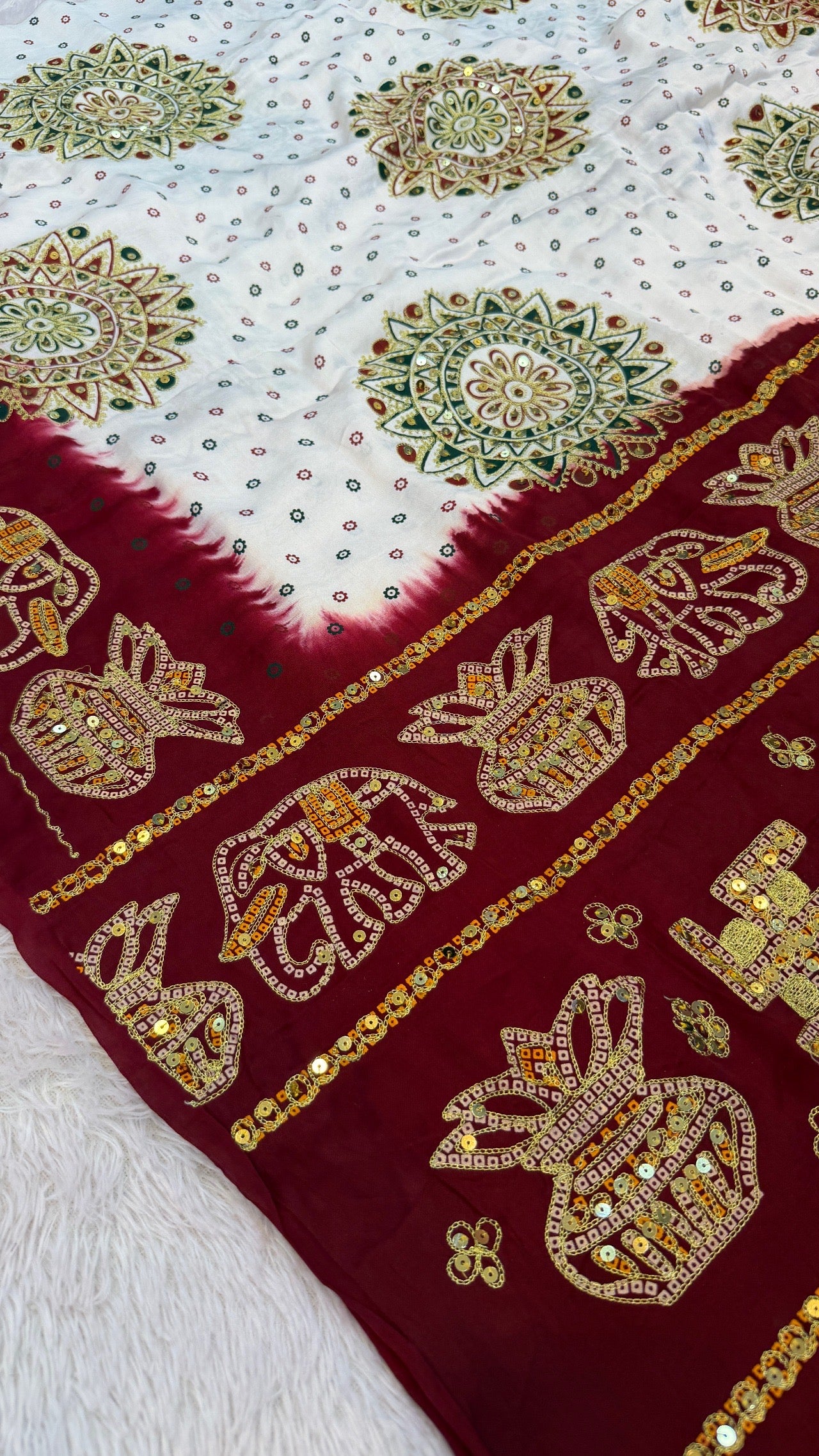 SvarṇaVastra :- Untouched and Sacred Saree with Sequence Work (Royal Hathi)