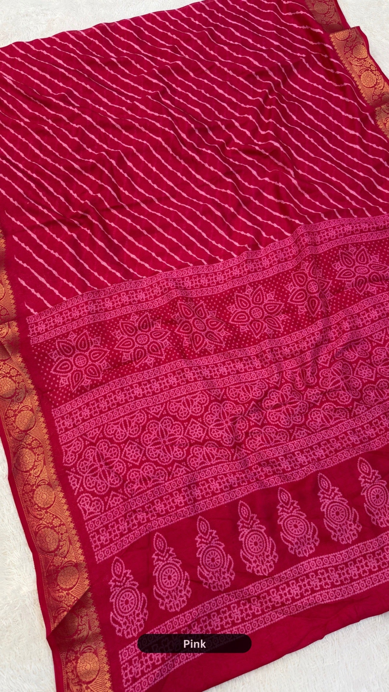 Chiffon Lehariya Saree - Perfect Festive pick !!