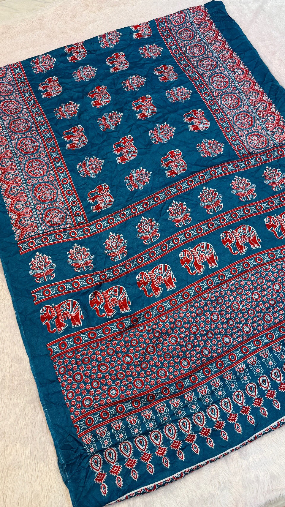 Airawar Ajrakh Crush Saree