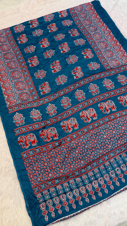 Airawar Ajrakh Crush Saree