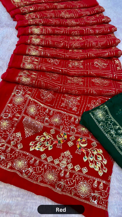 Swastik Heritage Gharchola Saree with Sequence Work