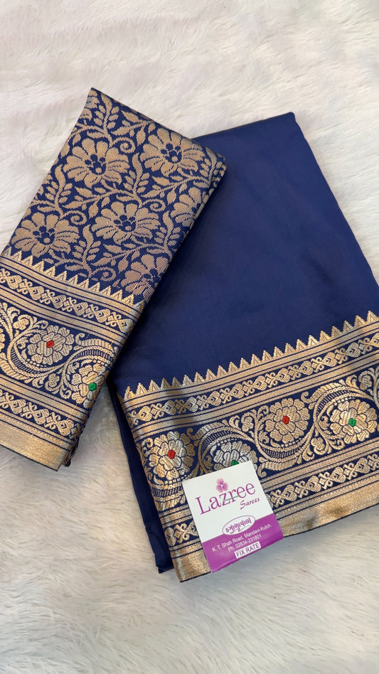 Plain Banarasee Saree with Heavy Blouse (4)