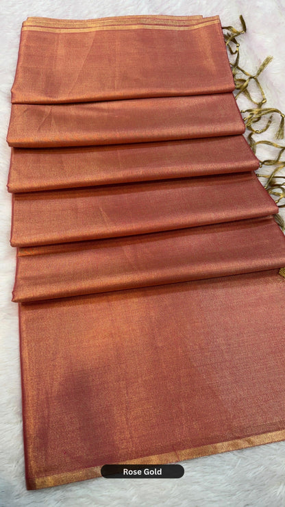 Plain Pure TISSUE Silk Saree