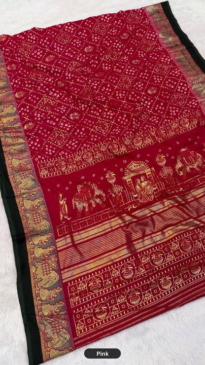 Gharchola Bandhej Rajawadi Saree