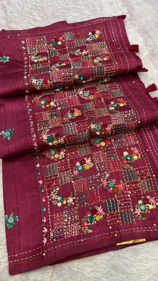 Hand Boutique French Knot Unn Work Saree (Vol.2)