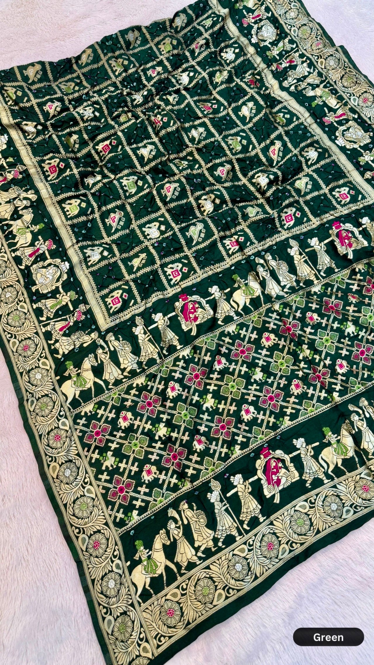 The Real Rajawadi Hand Bandhani Saree