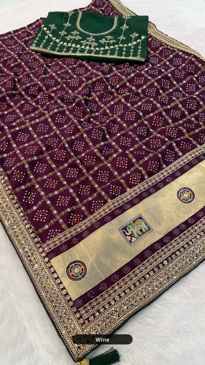 Wedding Special Rajwadi Bandhani Saree (Heavy Blouse) VOL.2