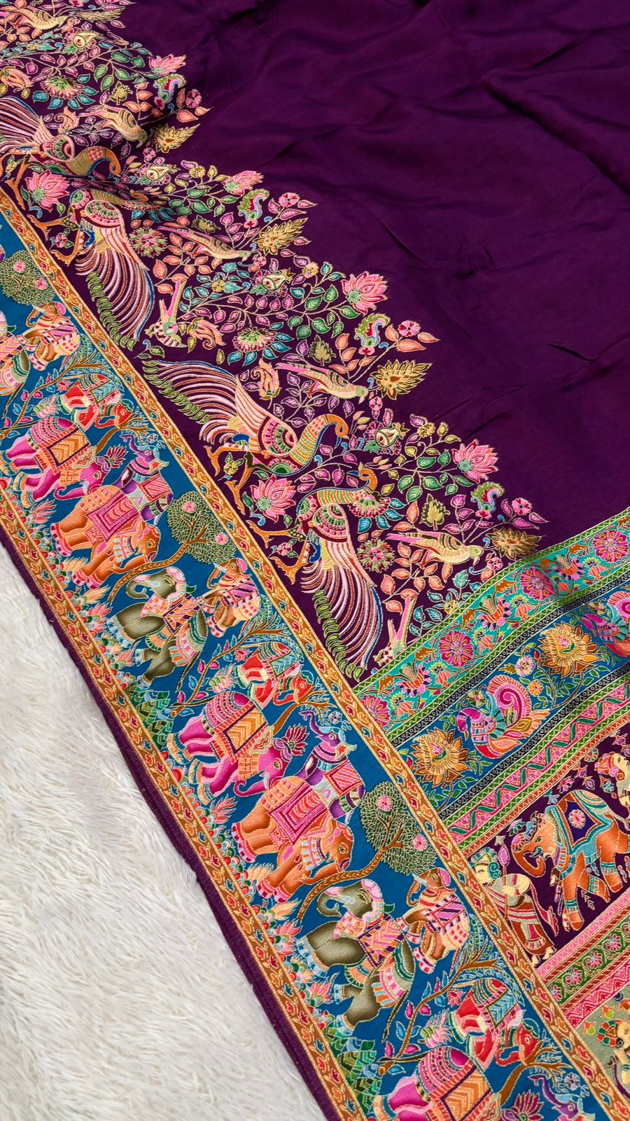 Pure Hand Weaving Kalamkari Saree (Wine Gala)