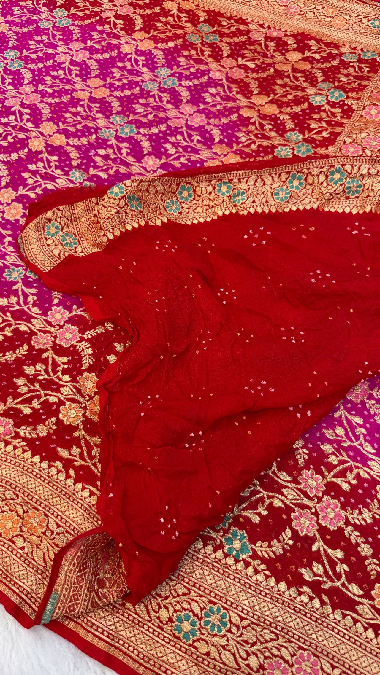 Exclusive Handwoven Original Neemzari Bandhani Saree (F)