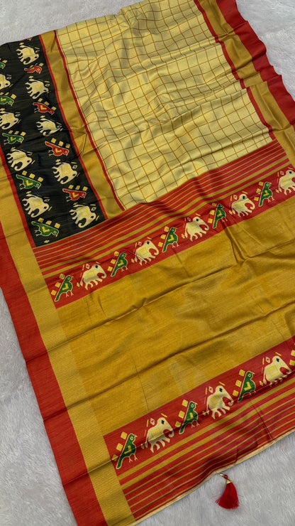 Golden Tissue Silk Patola Saree