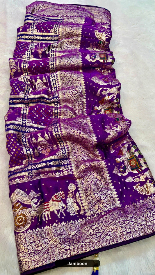 “राजशाही” Gharchola Saree (Dola Silk)