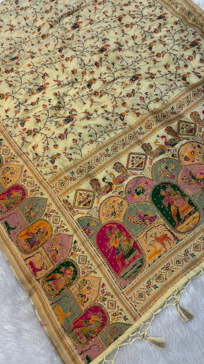 Rajwadi Pashmina Silk Saree Handwork Saree