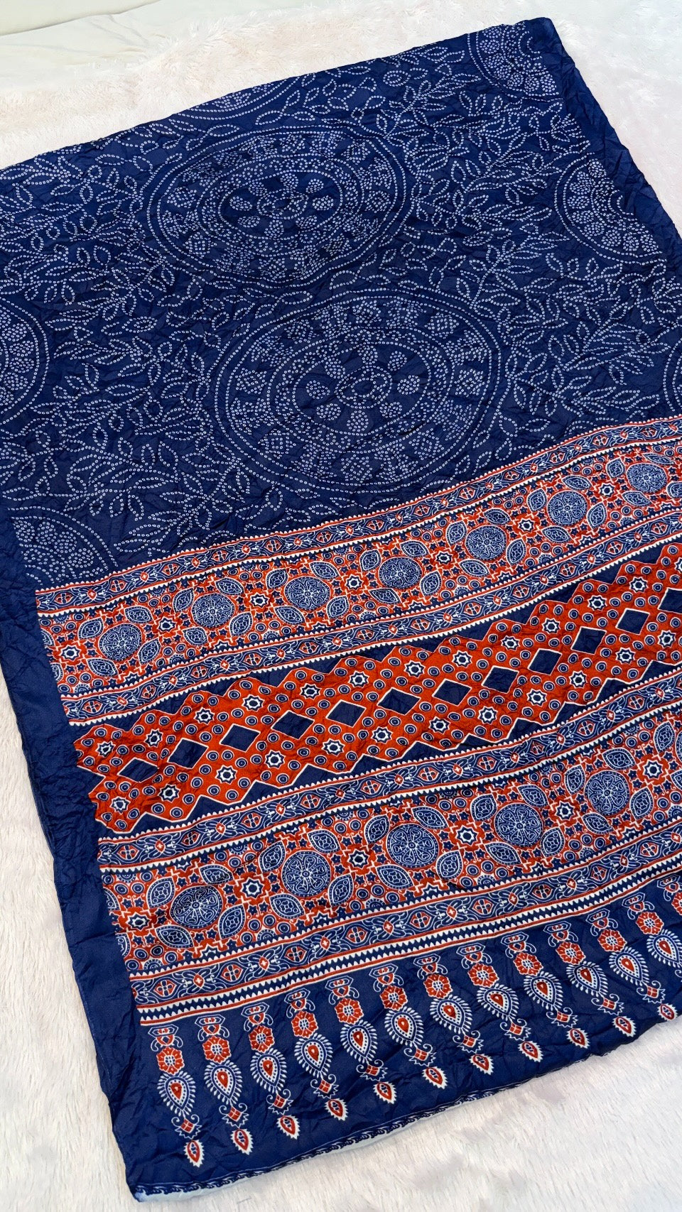 Ajrakh Bandhani Crush Saree