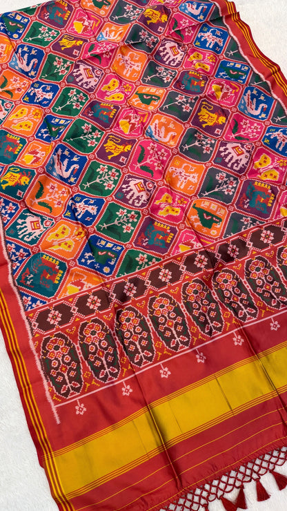 New Semi Ikkat Patola Saree with Beautiful Tussle Vol.4
