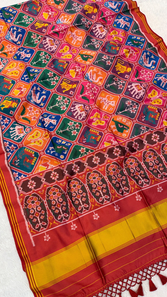 New Semi Ikkat Patola Saree with Beautiful Tussle Vol.1