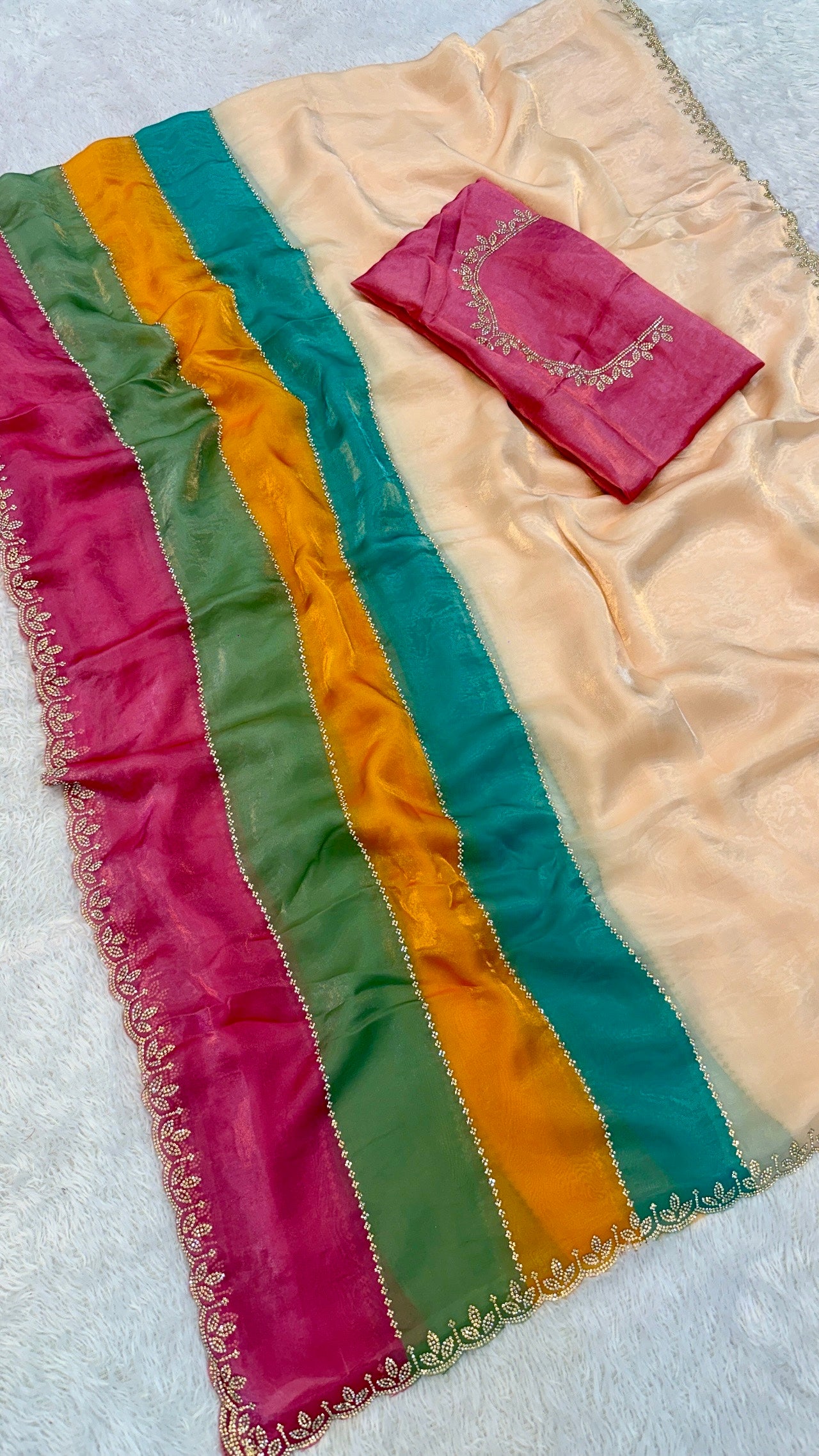 Luxurious Tri-Shade Cocktail Saree