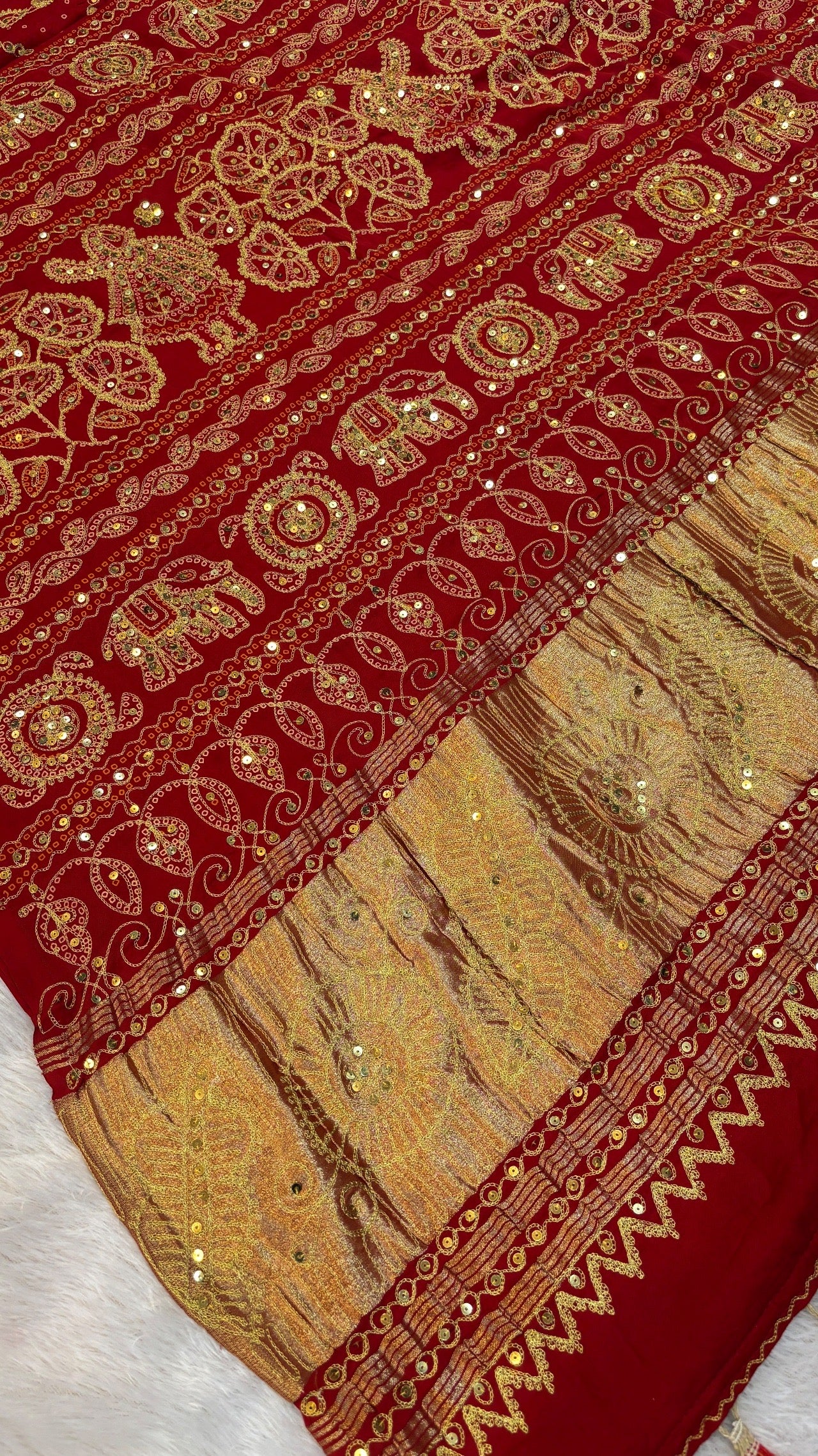 SvarṇaVastra Lehariya :- Untouched and Sacred Saree with Sequence Work