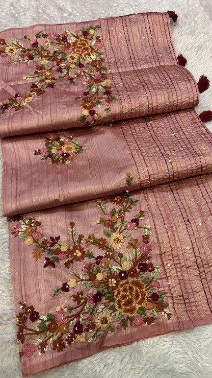 Hand Boutique French Knot Unn Work Saree (Vol.5)