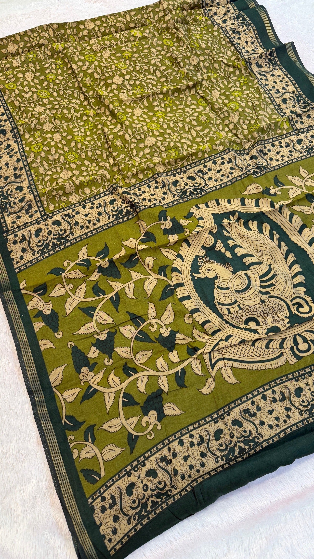 Royal Peacock Kalamkari Saree