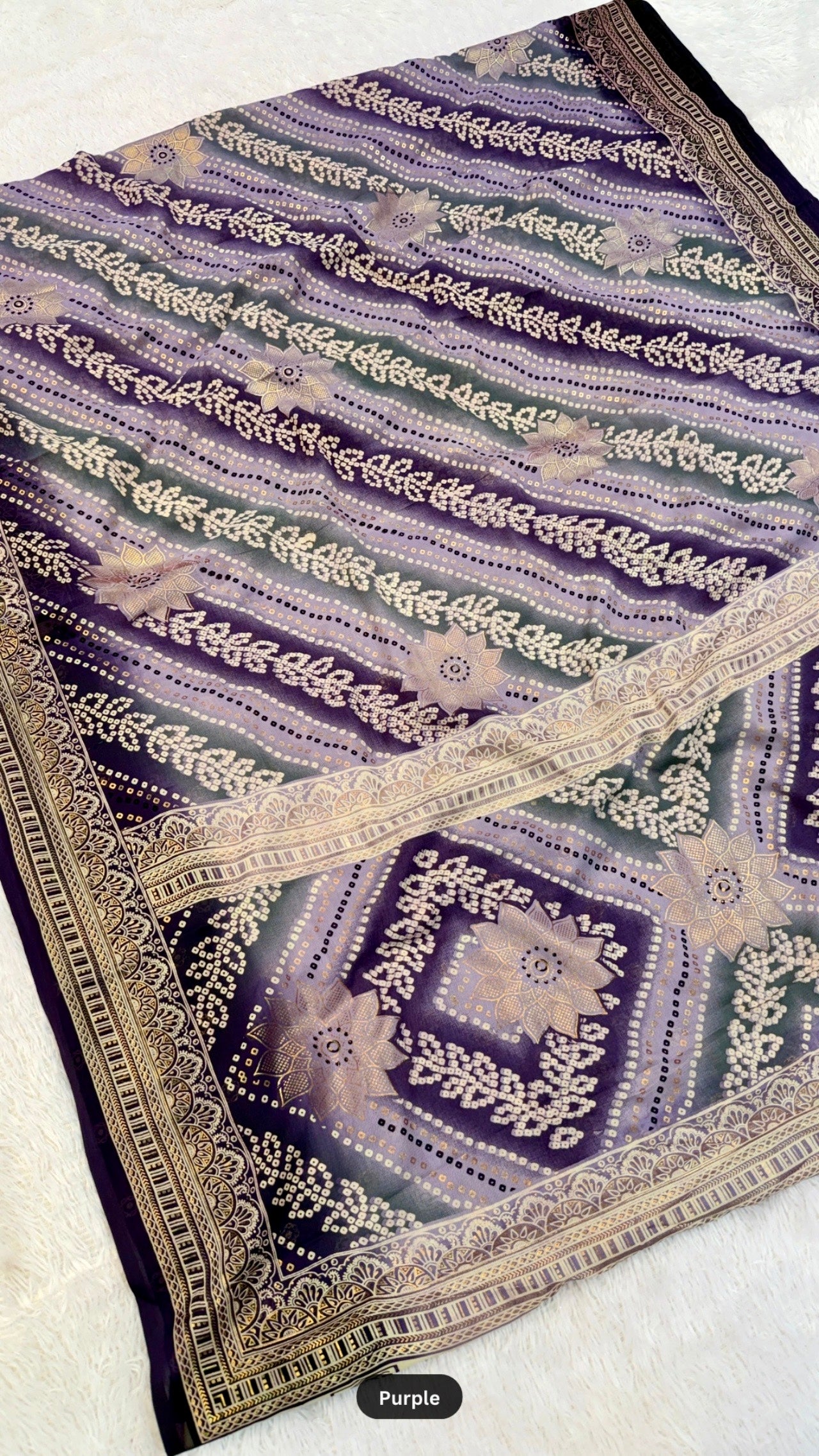 Floral Lehariya Saree