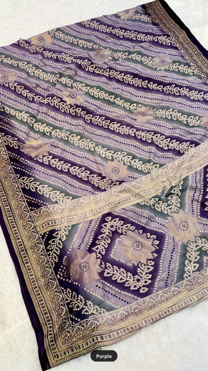 Floral Lehariya Saree