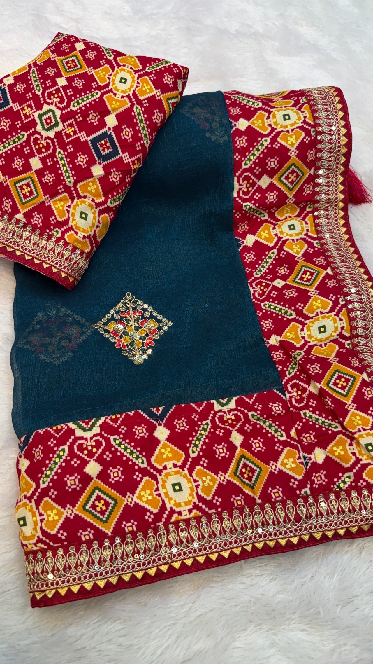 Kutchi Work Tissue Patola Saree KD