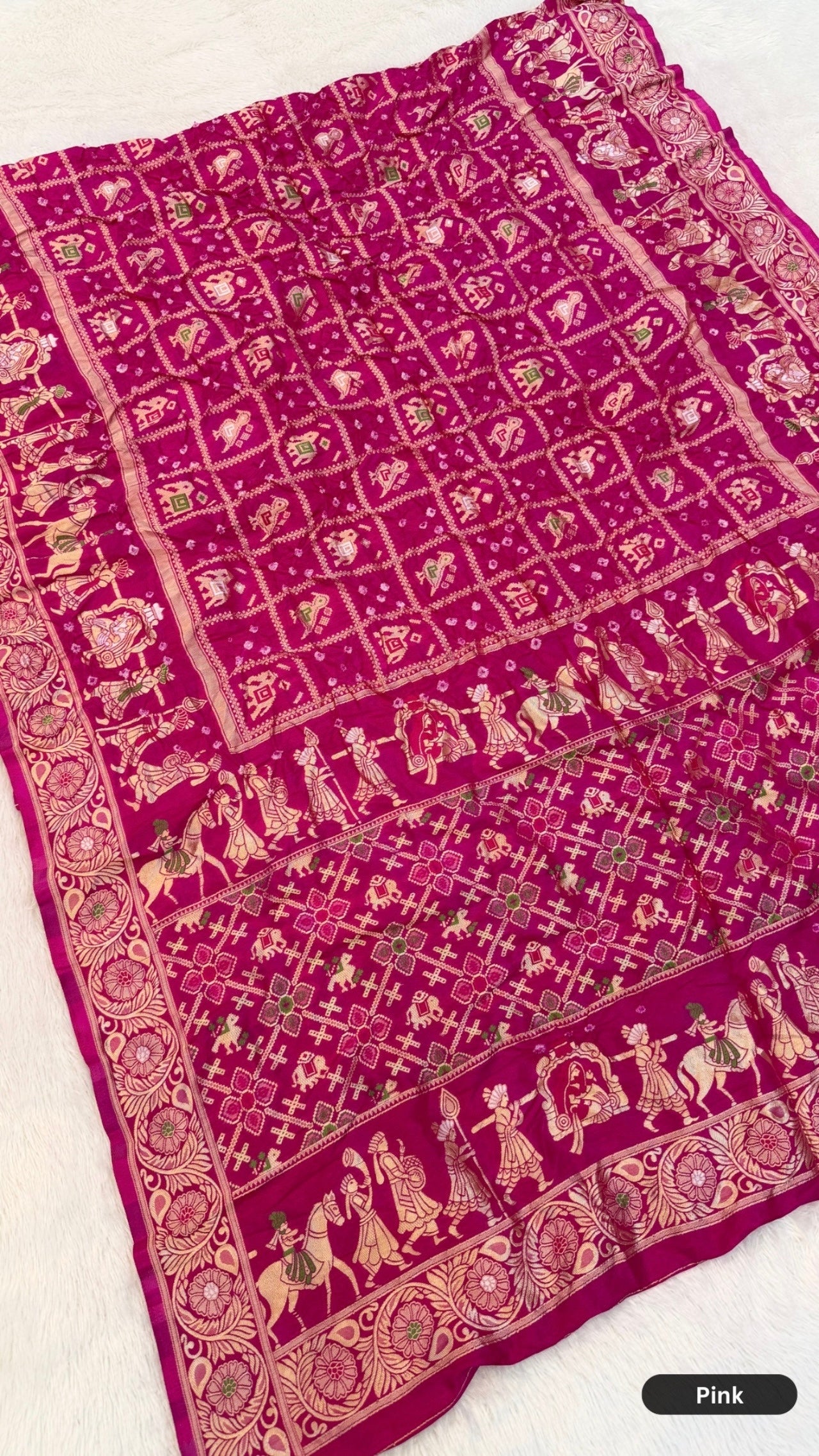 The Real Rajawadi Hand Bandhani Saree